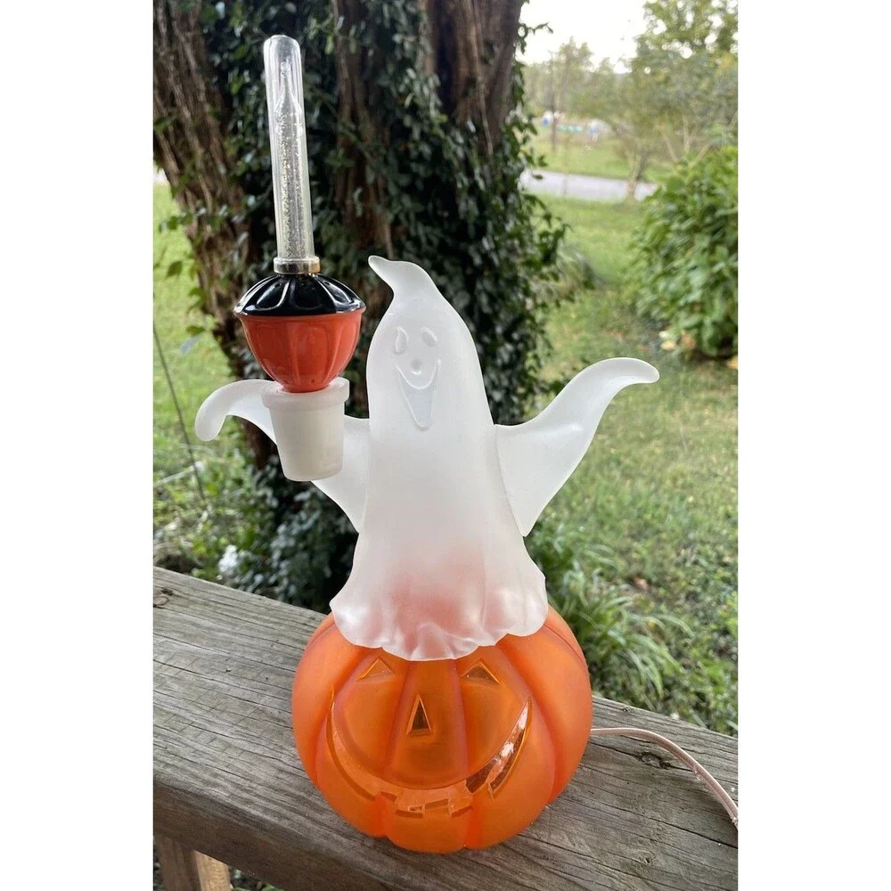 Halloween JCPenny Acrylic Light Up Ghost on Pumpkin Decoration